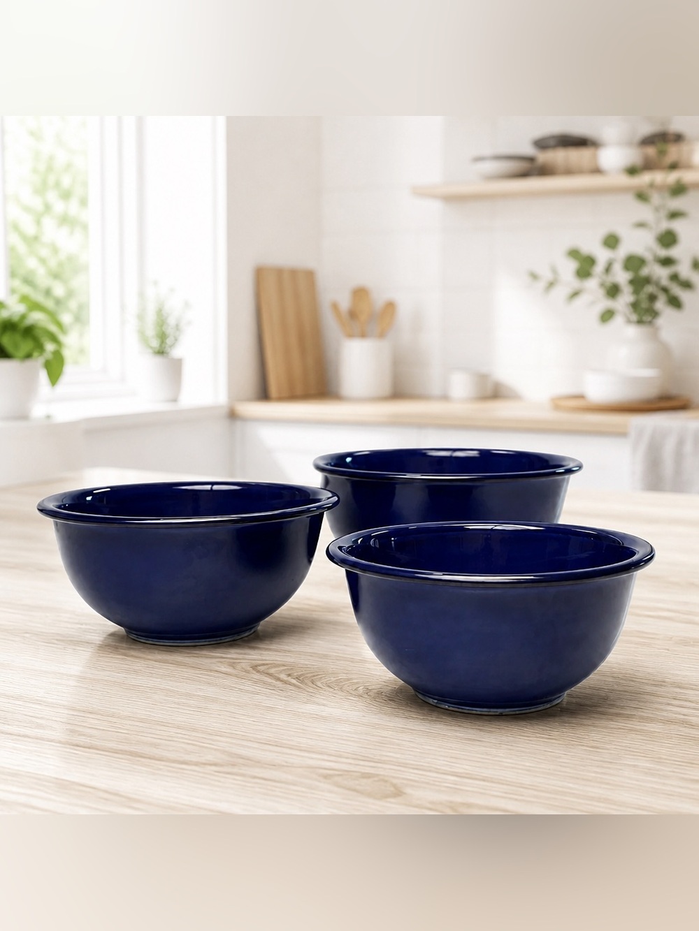 Vintage Pyrex Cobalt Blue Nesting Mixing Bowl Set - 3 Pc